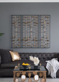 Set of 3 Metal Decorative Wall Art with Black Frame, Wall Decor for Living Room Bedrrom Entryway Office