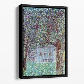 Farmhouse in Upper Austria by Klimt Floating Framed Canvas (Color: Black, size: 12" x 8" / 30cm x 20cm (approx))
