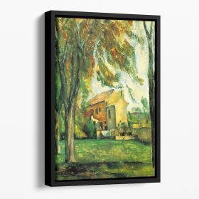 The Pond of the Jas de Bouffan in Winter by Cezanne Floating Framed Canvas (Color: Black, size: 36" x 24" / 90cm x 60cm (approx))