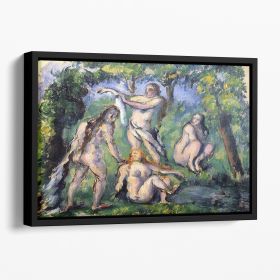 Bathers 2 by Cezanne Floating Framed Canvas (Color: Black, size: 16" x 12" / 42cm x 30cm (approx))