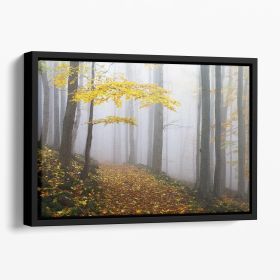 Autumn Fall Landscape Floating Framed Canvas (Color: Black, size: 24" x 16" / 60cm x 40cm (approx))