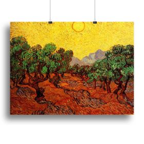 Olive Trees with Yellow Sky and Sun by Van Gogh Canvas Print or Poster (Type: Standard Framed Canvas Print, size: 16" x 12" / 42cm x 30cm (approx))