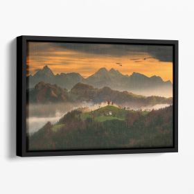 Church Floating Framed Canvas (Color: Black, size: 12" x 8" / 30cm x 20cm (approx))