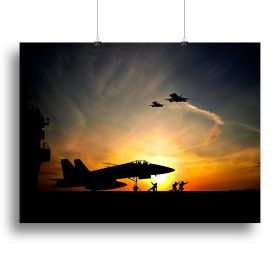 Military aircraft before take-off Canvas Print or Poster (Type: Poster Print, size: 40" x 26" / 100cm x 65cm (approx))