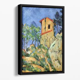 House with Walls by Cezanne Floating Framed Canvas (Color: Black, size: 40" x 26" / 100cm x 65cm (approx))