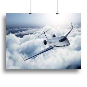 private jet flying over the earth Canvas Print or Poster (Type: Standard Framed Canvas Print, size: 40" x 26" / 100cm x 65cm (approx))