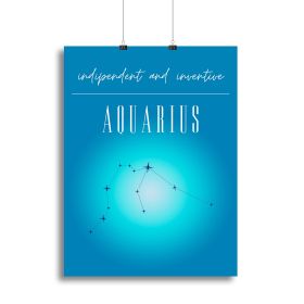 Aquarius Zodiac Vision Poster Canvas Print or Poster (Type: Standard Framed Canvas Print, size: 16" x 12" / 42cm x 30cm approx)