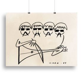 A Beatles Cartoon by Haro Canvas Print or Poster (Type: Standard Framed Canvas Print, size: 28" x 20" / 70cm x 50cm (approx))