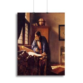 The Geographer by Vermeer Canvas Print or Poster (Type: Standard Framed Canvas Print, size: 40" x 26" / 100cm x 65cm (approx))