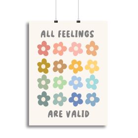 All Feelings Are Valid Flowers Canvas Print or Poster (Type: Standard Framed Canvas Print, size: 16" x 12" / 42cm x 30cm approx)