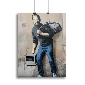 Banksy Steve Jobs Canvas Print or Poster (Type: Standard Framed Canvas Print, size: 40" x 26" / 100cm x 65cm (approx))