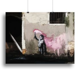Banksy Migrant Child Venice Canvas Print or Poster (Type: Poster Print, size: 12" x 8" / 30cm x 20cm (approx))