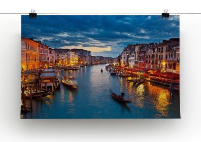 Grand Canal at night Venice Canvas Print or Poster (Type: Standard Framed Canvas Print, size: 16" x 12" / 42cm x 30cm (approx))