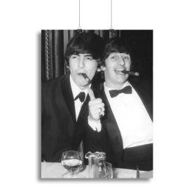 Ringo Starr and George Harrison smoking cigars Canvas Print or Poster (Type: Poster Print, size: 24" x 16" / 60cm x 40cm (approx))