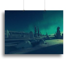 When moonlight meet polar lights Canvas Print or Poster (Type: Standard Framed Canvas Print, size: 28" x 20" / 70cm x 50cm approx)