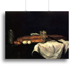 Still life with bread and eggs by Cezanne Canvas Print or Poster (Type: Standard Framed Canvas Print, size: 40" x 26" / 100cm x 65cm (approx))