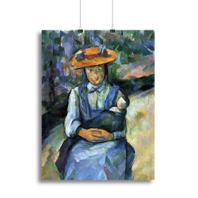 Girl with Doll by Cezanne Canvas Print or Poster (Type: Poster Print, size: 12" x 8" / 30cm x 20cm (approx))