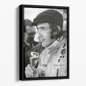 Racing driver Jackie Stewart in 1971 Floating Framed Canvas (Color: Black, size: 36" x 24" / 90cm x 60cm (approx))