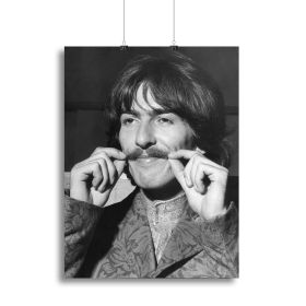 George Harrison plays with his moustache Canvas Print or Poster (Type: Poster Print, size: 16" x 12" / 42cm x 30cm (approx))