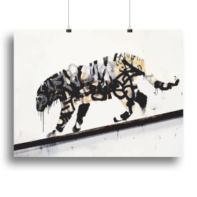 Banksy Tiger Canvas Print or Poster (Type: Standard Framed Canvas Print, size: 16" x 12" / 42cm x 30cm (approx))