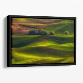 Spring In The Palouse Floating Framed Canvas (Color: Black, size: 40" x 26" / 100cm x 65cm (approx))