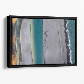 Icelandic Coastline Floating Framed Canvas (Color: Black, size: 36" x 24" / 90cm x 60cm (approx))