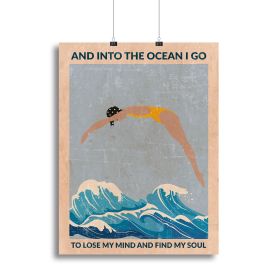 Into the Ocean blue Standard Wall Art Canvas Print or Poster (Type: Poster Print, size: 40" x 26" / 100cm x 65cm approx)