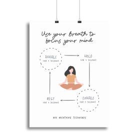 Box Breathe Yoga Canvas Print or Poster (Type: Poster Print, size: 24" x 16" / 60cm x 40cm approx)