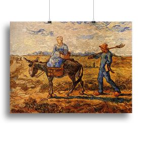 Morning Peasant Couple Going to Work by Van Gogh Canvas Print or Poster (Type: Standard Framed Canvas Print, size: 32" x 24" / 80cm x 60cm (approx))