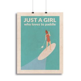 Just a Girl Who Loved To Paddle redhead Canvas Print or Poster (Type: Poster Print, size: 40" x 26" / 100cm x 65cm approx)