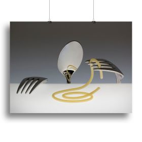 Cutlery Eating Spaghetti Canvas Print or Poster (Type: Standard Framed Canvas Print, size: 24" x 16" / 60cm x 40cm approx)