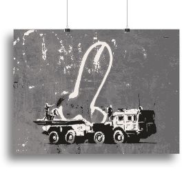 Banksy Ukraine Penis Missile Canvas Print or Poster (Type: Standard Framed Canvas Print, size: 28" x 20" / 70cm x 50cm (approx))