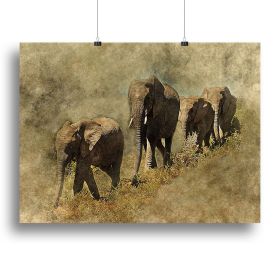 The Elephants March Canvas Print or Poster (Type: Poster Print, size: 16" x 12" / 42cm x 30cm (approx))