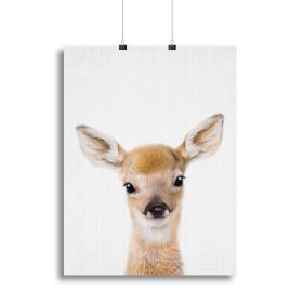 Peekaboo Baby Deer Canvas Print or Poster (Type: Poster Print, size: 12" x 8" / 30cm x 20cm approx)