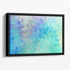 Violet and Blue Hexagons Floating Framed Canvas (Color: Black, size: 36" x 24" / 90cm x 60cm (approx))